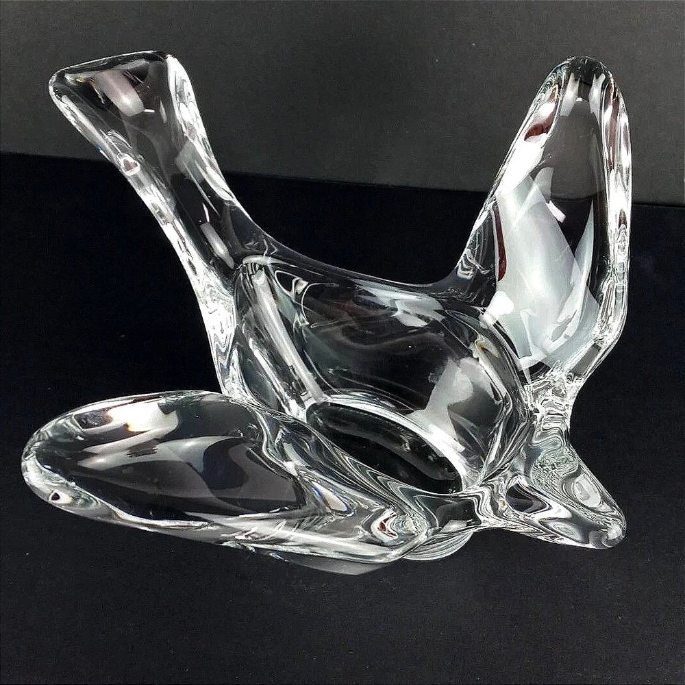 Vtg. Princess House Crystal Dove Candy Nut Planter Votive Holder Trinket Dish